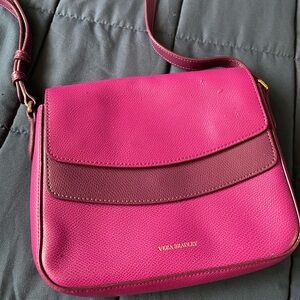 Vera Bradley Twice As Nice Leather  Crossbody Purse Bag Purse Rouge Pink 2 Toned